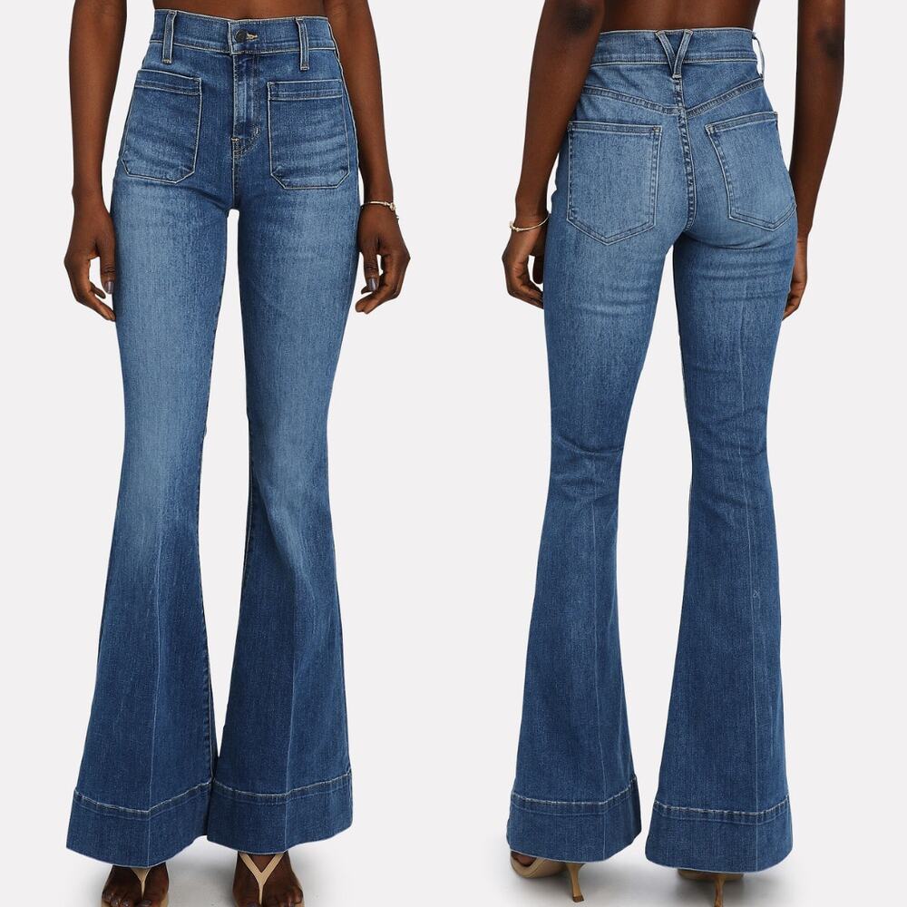 Veronica Beard Sheridan Exaggerated Flare High Rise Jeans Keystone Blue Size 20 - Picture 1 of 13